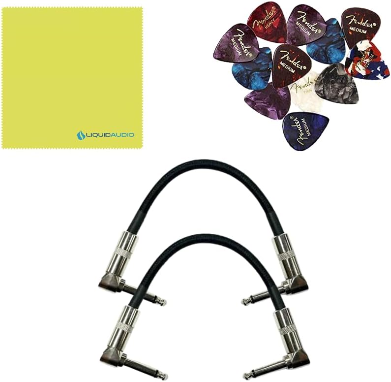 Tech 21 PMDI V2 SansAmp Para Driver DI V2 Guitar Bass Effects Pedal Bundle w/ 2x Strukture S6P48 Woven Right Angle Patch Cables, 12x Fender Picks & Liquid Audio Polishing Cloth