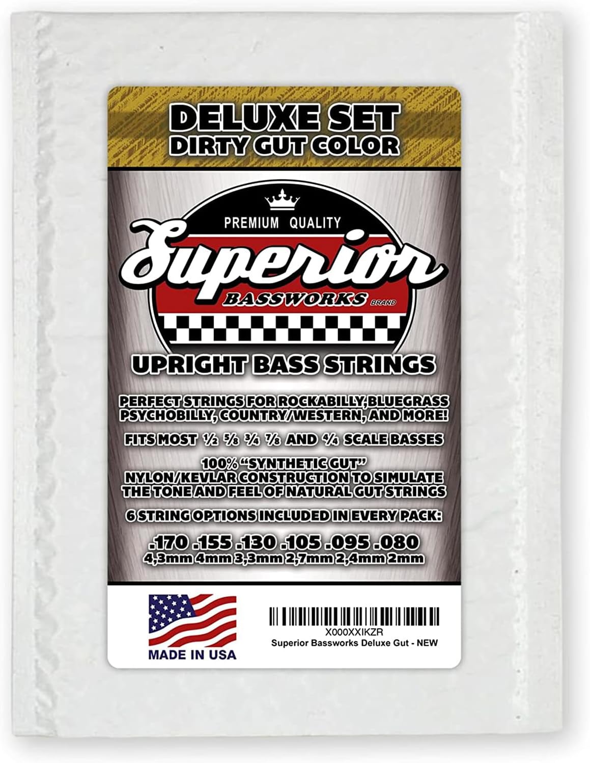 Superior Bassworks DELUXE Upright Double Bass Strings Dirty Gut Color FULL SET