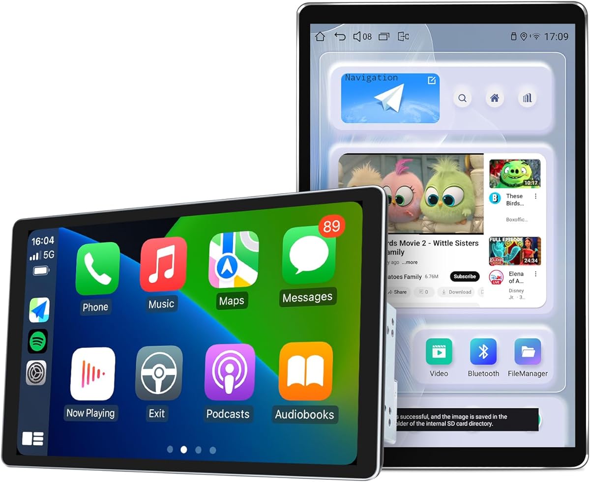 JOYING Double Din Car Stereo Manual Rotation Car Radio 10.1 inch Android 13 Head Unit 8GB+128GB with CarPlay & Android Auto, Mirror Link, AM/FM, Bluetooth(JY-UTD10N8-MR)