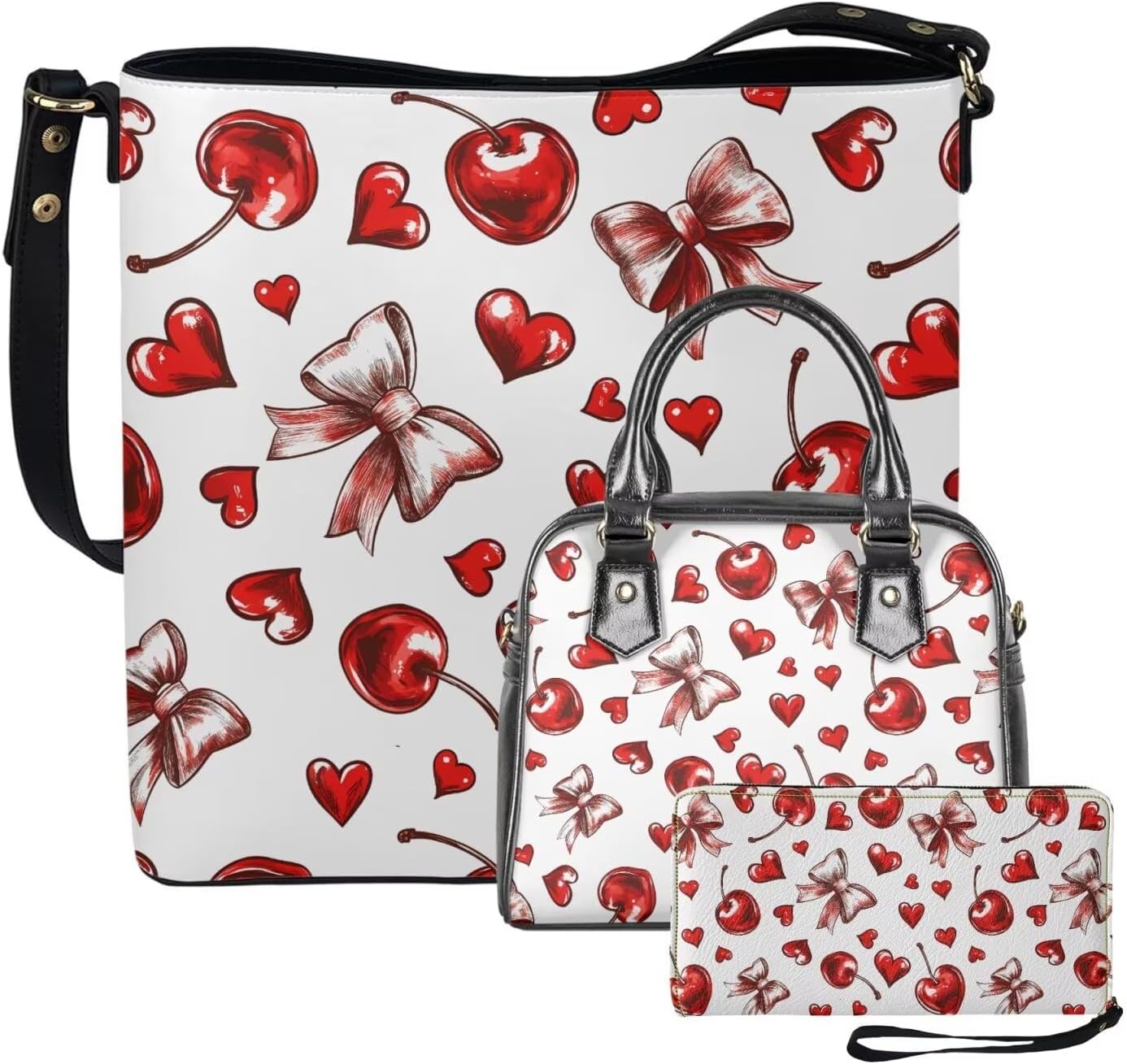 Women's Tote Bag Cross Body Purse and Matching Wallet 3 Piece Handbags Set PU Leather Hobo Bags for Women