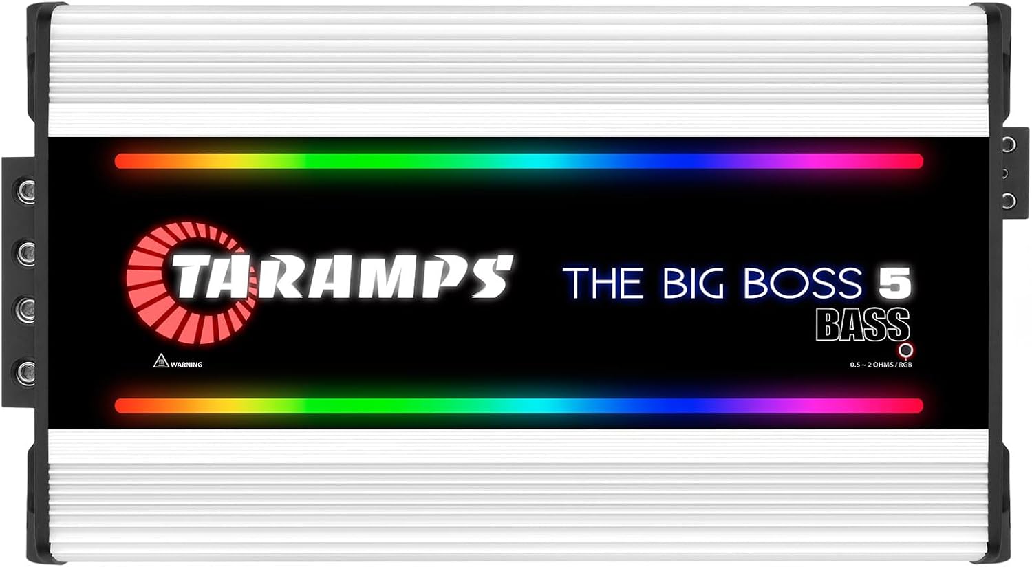 Taramps The Big Boss 5 Bass White Version Monoblock Amplifier Rgb Effects 0.5~2 Ohms 5000 Watts Rms Multi-Impedance Car Audio System Class D, Smart 5k