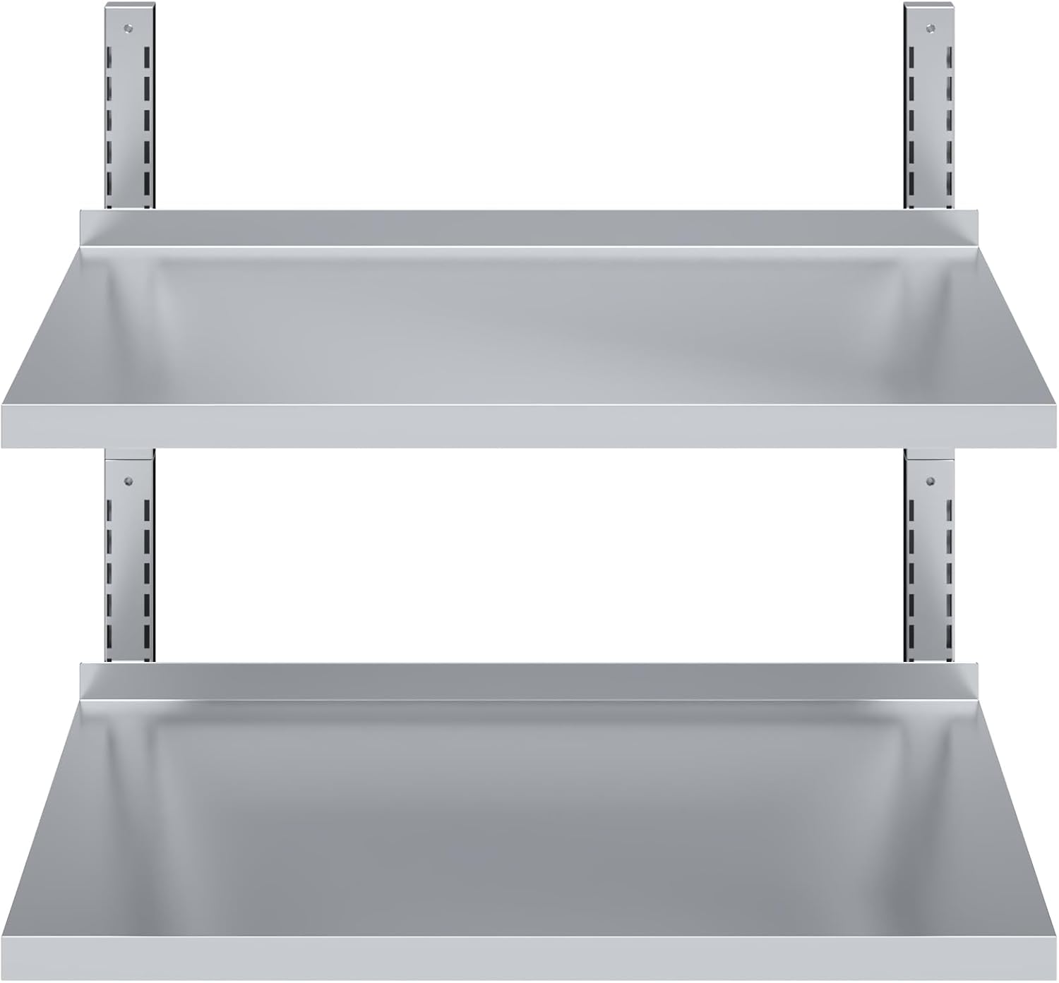 AmGood 16 in. x 36 in. Two-Tier Stainless Steel Wall Mount Shelf | Heavy-Duty Metal Shelving for Kitchen, Garage, Pantry, Closet, and More