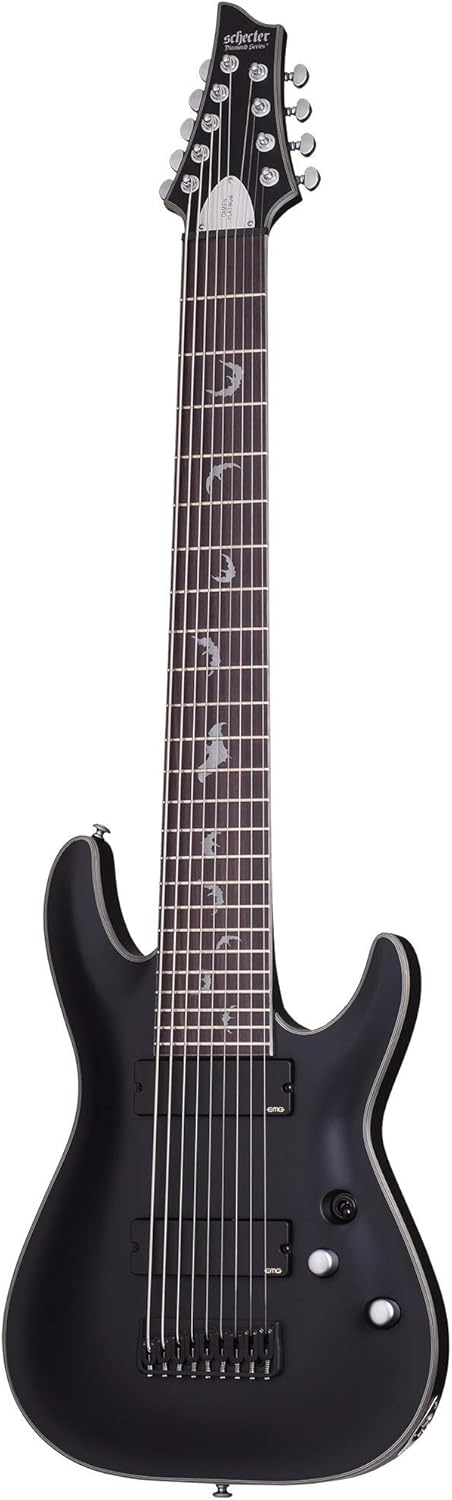 Schecter Damien Platinum 9-String Electric Guitar, Rosewood Fingerboard, Satin Black
