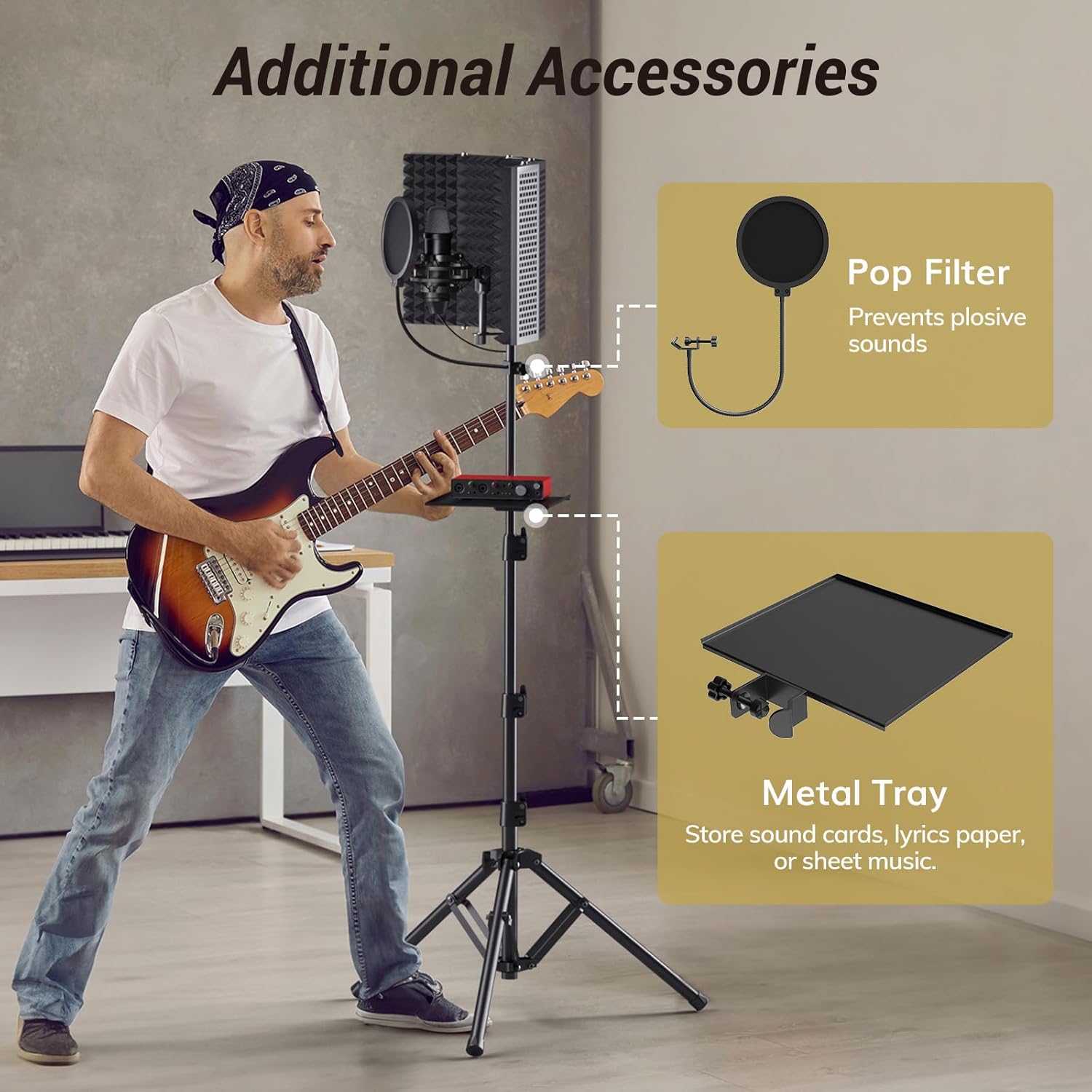 TONOR Isolation Shield Pack for Mic, High Density Absorbent Foam Shield with Pop Filter & Tripod Stand, Foldable Design, Suitable for Blue Yeti, AT2020, Recording, Podcasts, Singing, Broadcasting