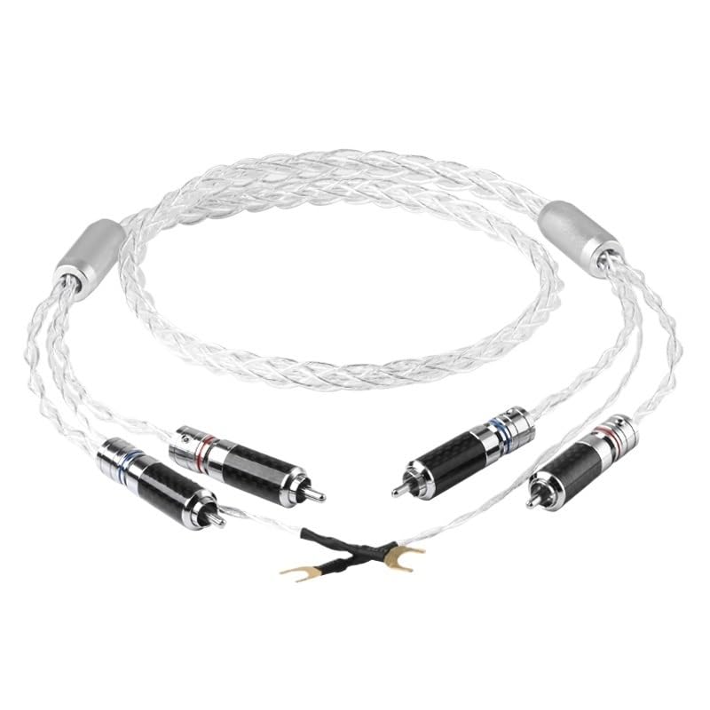 HiFi Audio Phono Tonearm Cable OCC Silver Plated 2R/*CA Cable with Ground Wire LP Vinyl Chassis Record Player Amplifier(0.5m)