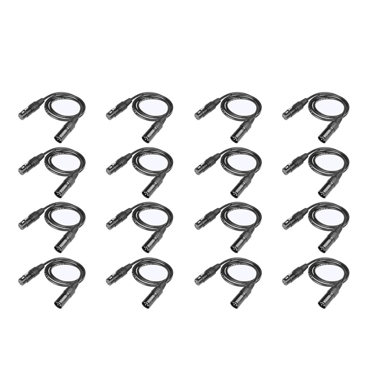 GBGS 16 Pack DMX Cable 3.2ft（1m） 3-Pin Signal XLR Connection DMX512 Stage Light Cable Wire Male to Female