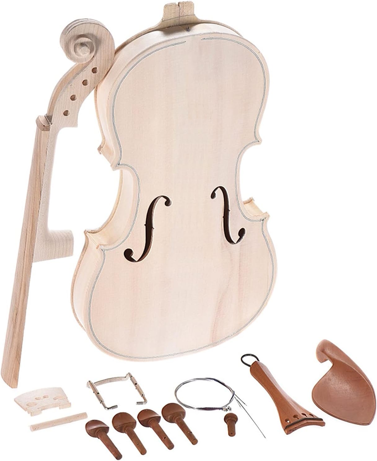 Unfinished Guitar Body DIY 4/4 Full Size Violin Kit Natural Solid Wood Acoustic Fiddle with EQ Spruce Top Maple Back Neck Fingerboard Tailpiece New Guitar DIY Accessory (Color : 2)