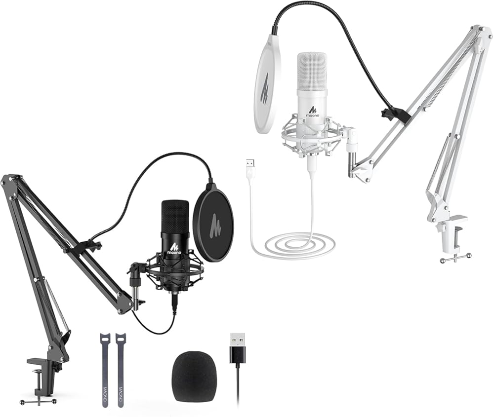 MAONO USB Microphone, 192KHZ/24Bit Plug & Play PC Computer Podcast Condenser Cardioid Metal Mic Kit with Professional Sound Chipset for Recording, Gaming, Singing, YouTube