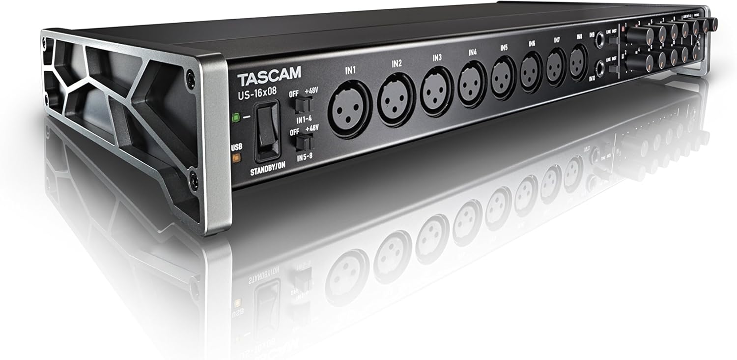 TASCAM US-16x08 Audio Interface and Studio Headphones Bundle