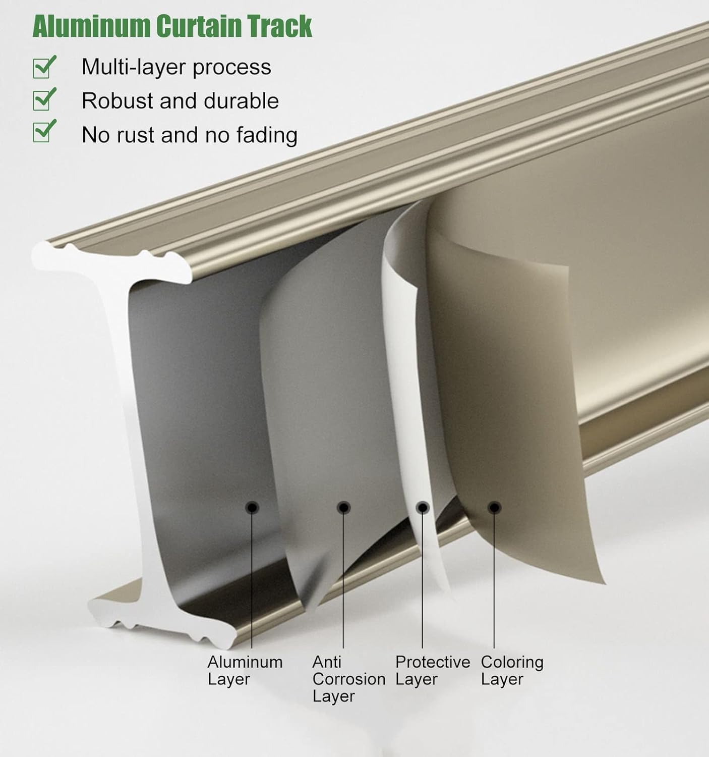 Bay Windows/Shower Corner Curved Curtain Rails, White Bendable Aluminum Curtain Track System Fittings(Wall Mount,3m/9.8ft)