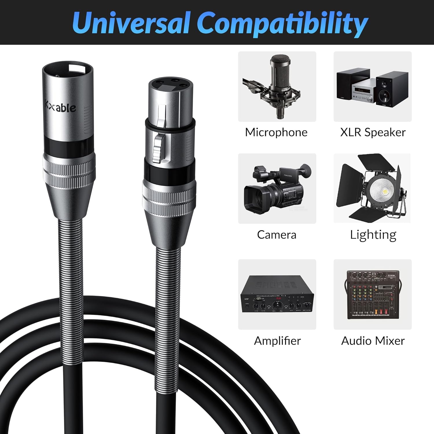 10-Pack DMX to DMX Stage Lighting Cable 15FT, 110 Ohms Impedance XLR Male to Female (XLR Compatible) Cable, 3 Pin Shielded Signal Wire, for DJ Moving Head Par Light Mic Mixer Recording Studio