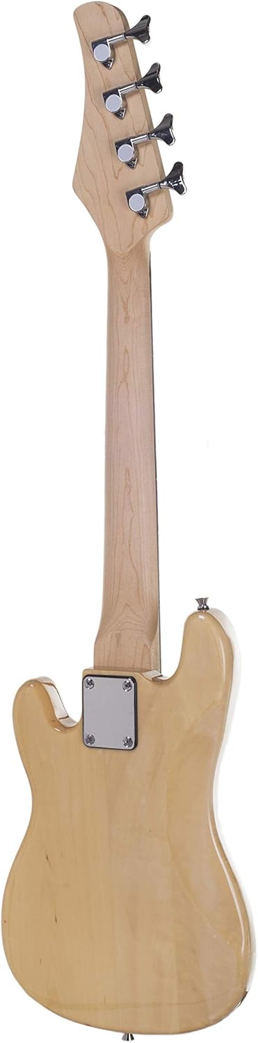 RAPTOR 38 Inch Kids Child 4 String Electric P Bass Package - NATURAL with 5W Amp, Gig Bag, Strap, Cable, Picks