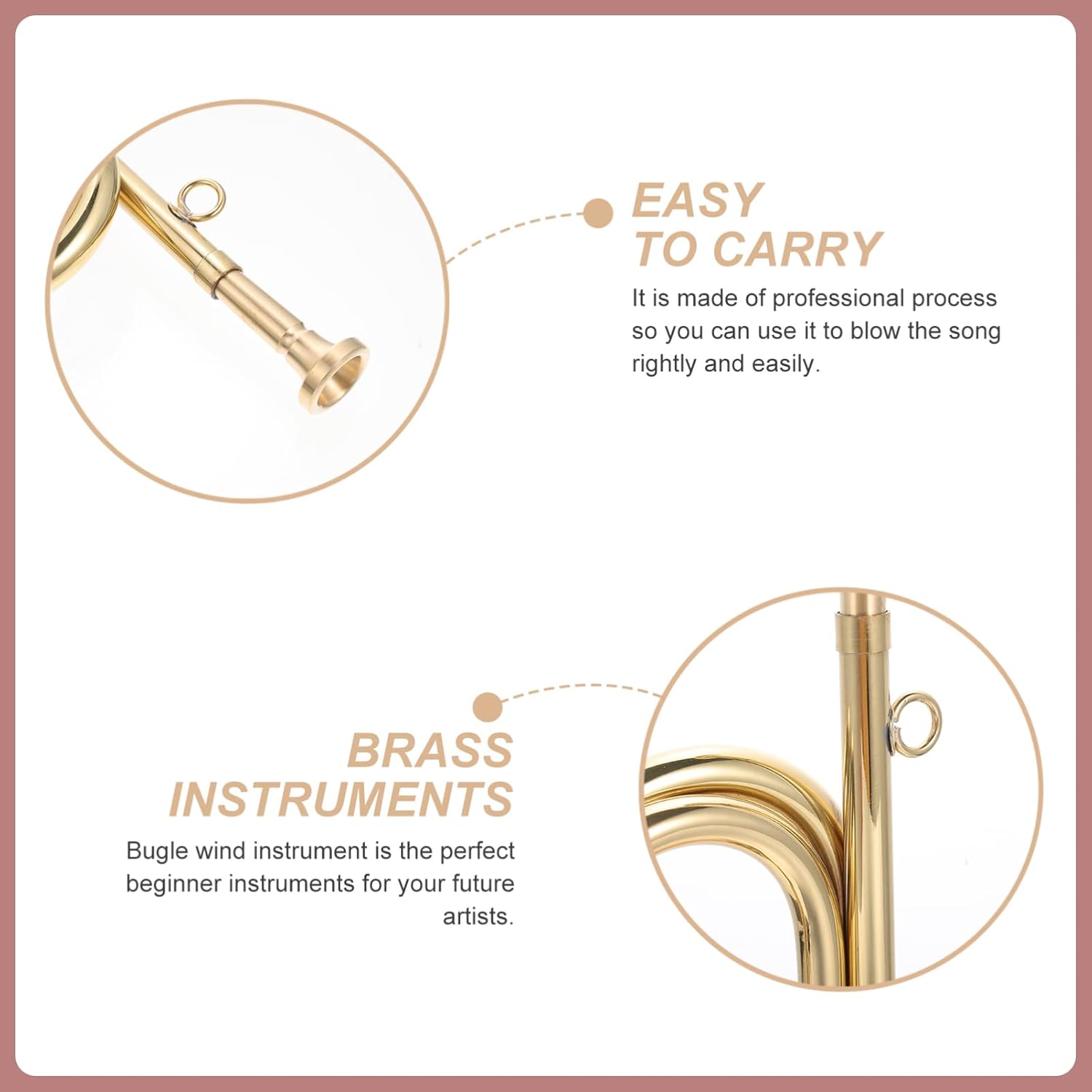 Milisten 2pcs Trumpet Bugle for School Band Style Copper Bugle for Beginners Music Instrument for Ages