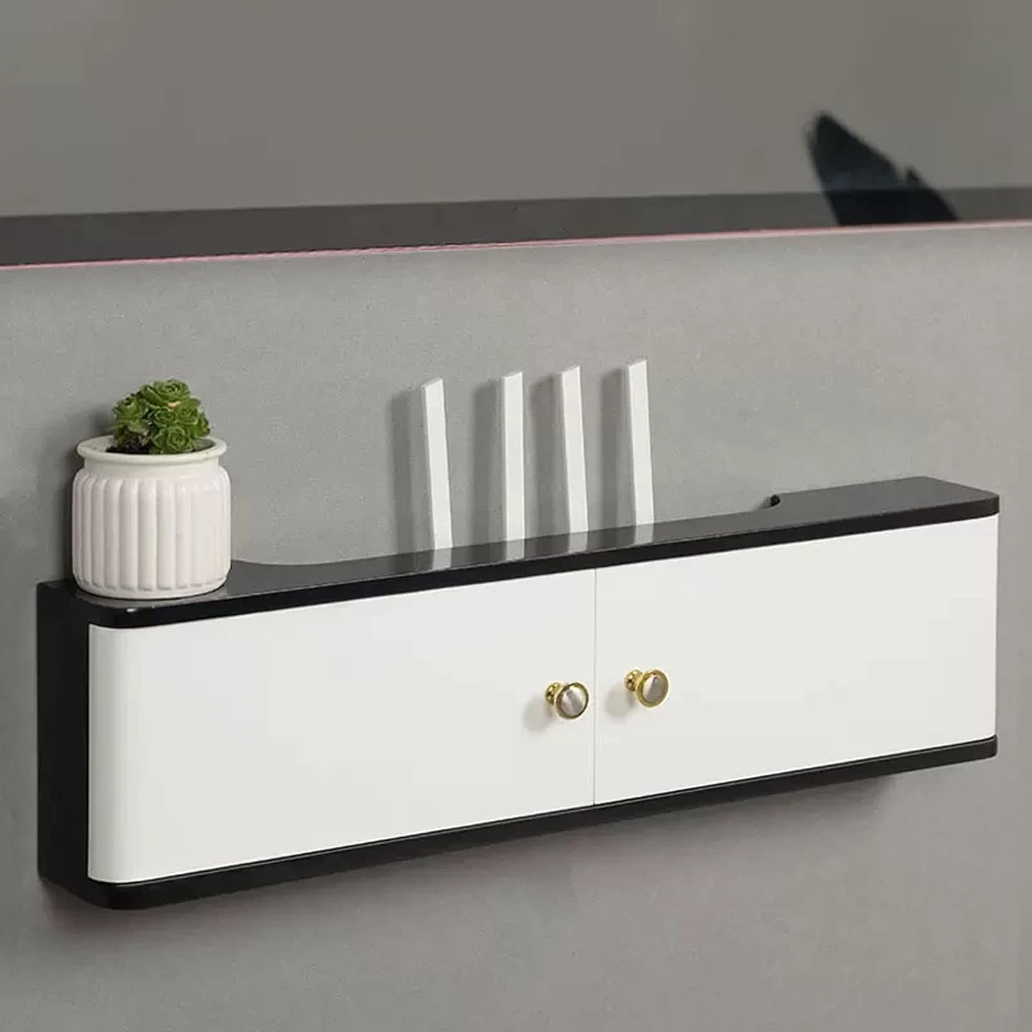 Router Shelf Wall Socket Shielding Box Wall Shelf Floating Shelves Wall Mounted TV Cabinet TV Stands Multimedia Storage Shelf Wall Mount Corner Shelves Bedroom Living Room Decorative Shelf