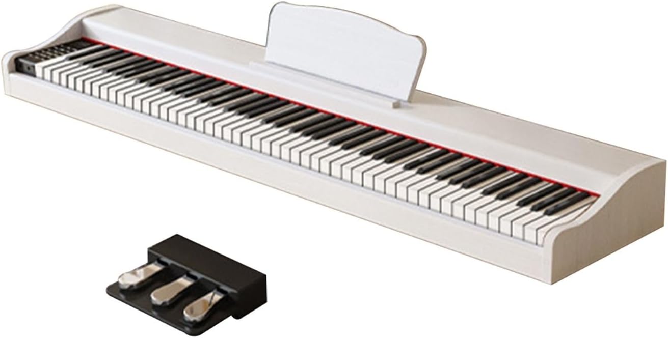 Electronic Keyboards Instrument Digital Piano 88 Keys Keyboard Piano Built-in Speakers Full Size Electric Piano For Beginner Adults With Triple Pedal And MIDI Connecting(White)