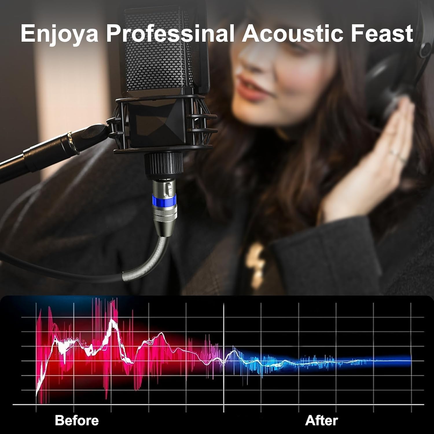 XLR Cable Microphone Cable 100 Feet 2 Pack Premium Balanced Mic Cable Pure Copper Conductors Heavy Duty Male to Female 3 Pin XLR Microphone Cable Zinc Alloy Connectors with Metal Spring