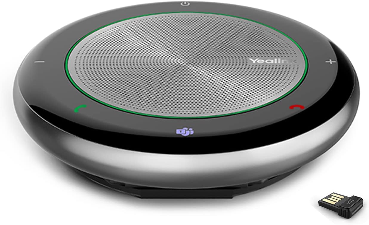 Yealink CP700 Bluetooth Speakerphone with Dongle Teams Certified, Portable Conference Speaker and Microphone for Meeting, Softphone, Unified Communications Platforms,360° Voice Pickup,9H Talk Time