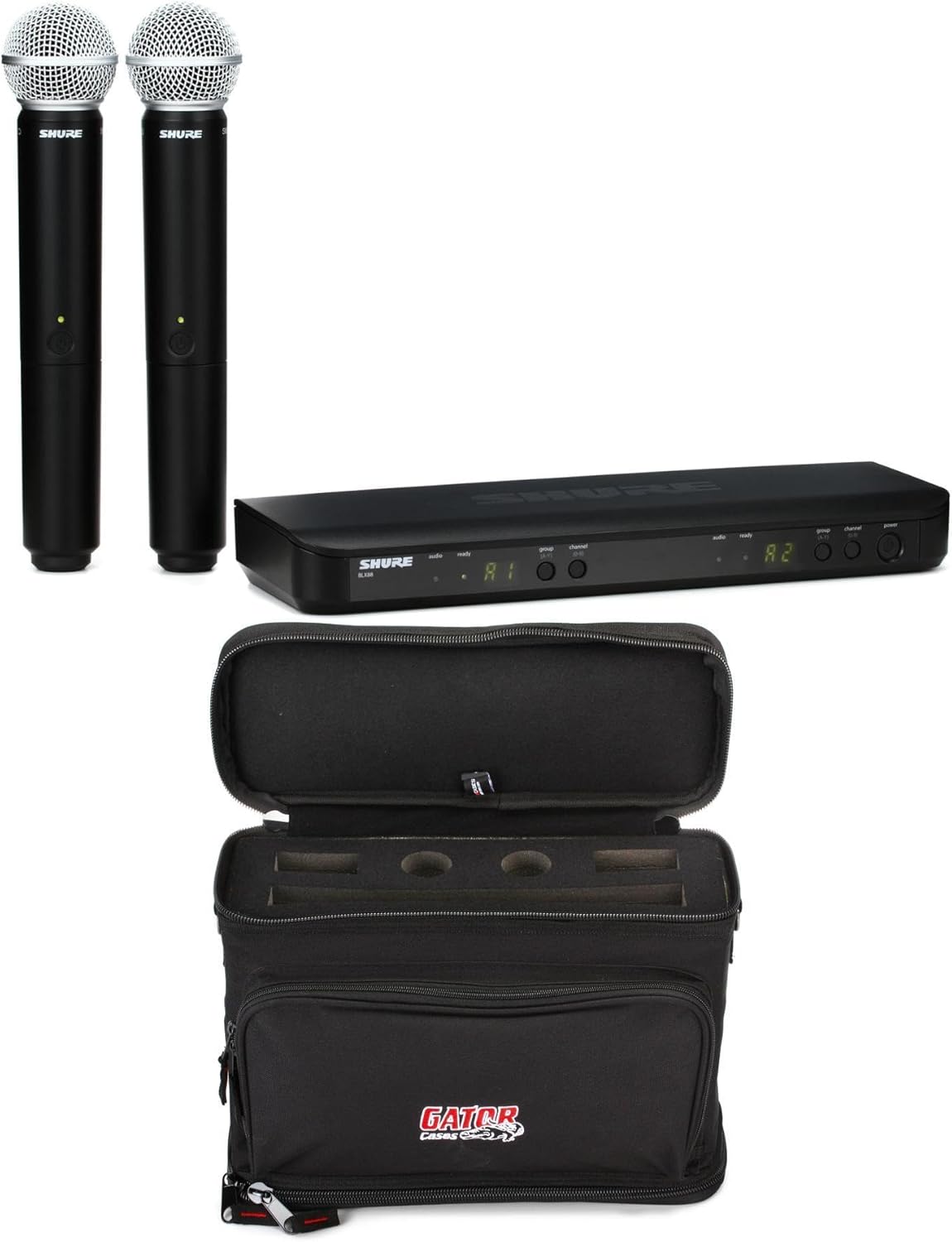 Shure BLX288/SM58 Dual Channel Wireless Handheld Microphone System with Bag - H9 Band