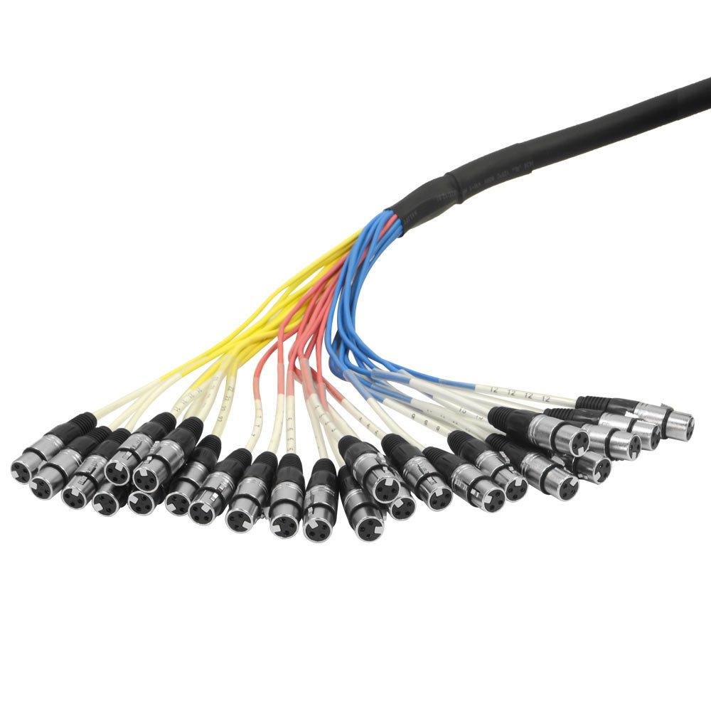Seismic Audio - SARLX-24x25-24 Channel XLR Color Coded Mutil-Patch Snake Cable 25 Feet - Pro Audio