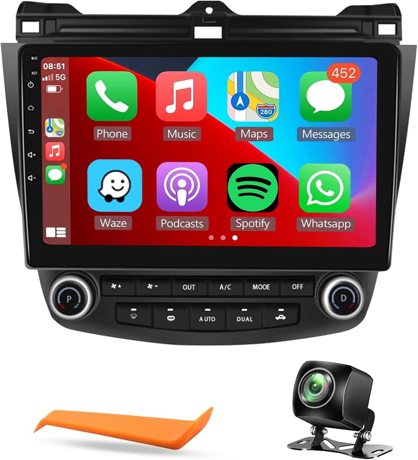 for Honda Accord 7th 2003 2004 2005 2006 2007 Android Car Stereo with Wireless Carplay/Android Auto 10.1