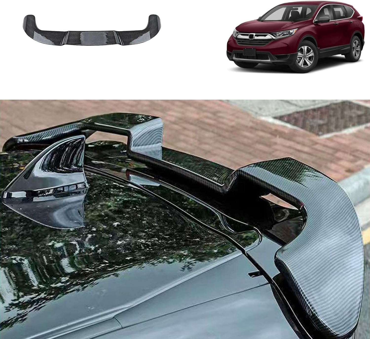 Car Accessories Compatible with Honda CRV 2022 2021 2020-2017 Rear Spoiler Tail Trunk Lip Wing Bar ABS 1PCS(Carbon Fiber Style)