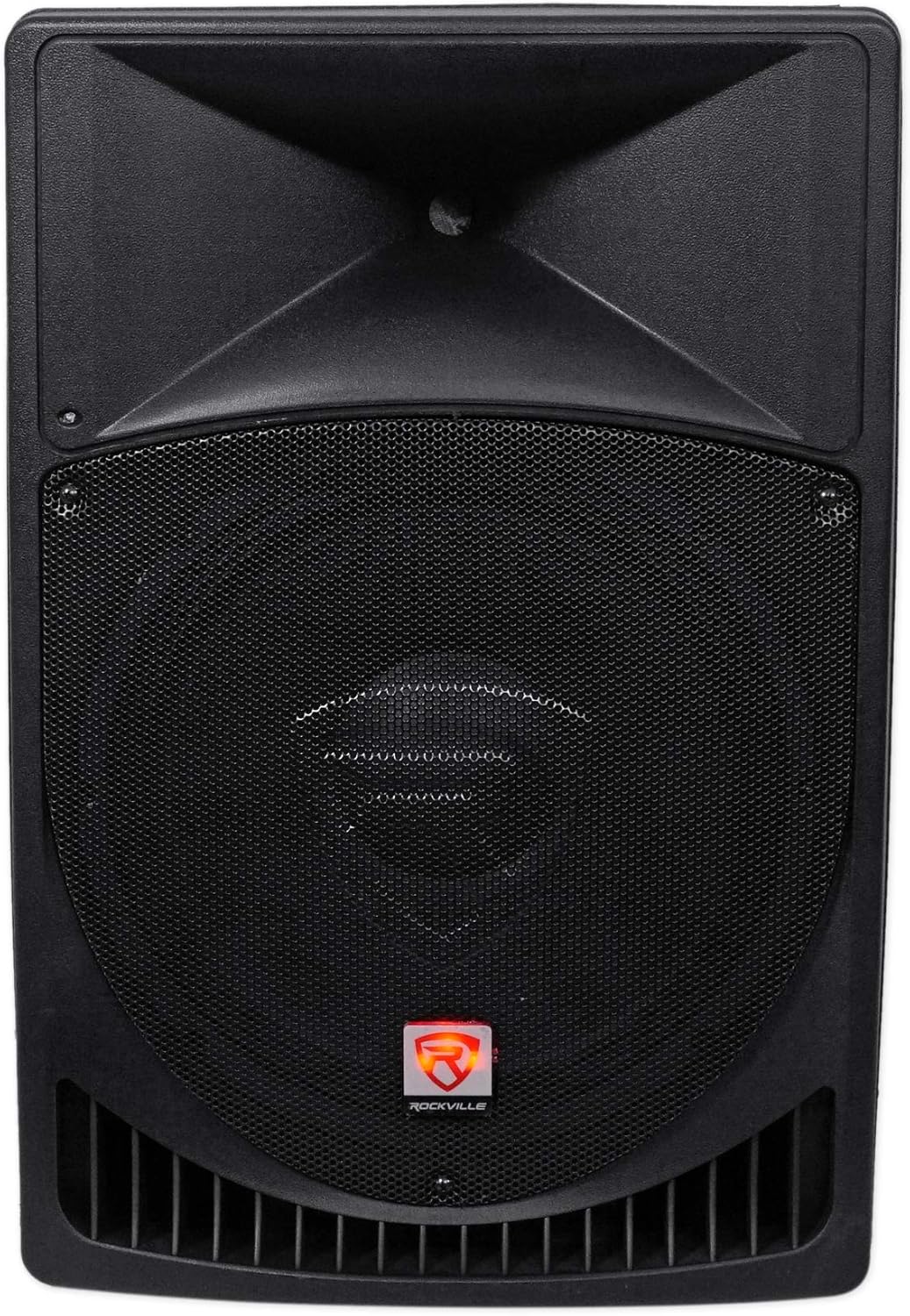 (2) Rockville RPG15 1,000W Speakers Bundle with Rockville RFAAW DJ Event Facade, (2) Rockville RCXFM20E-B Mic Cables, (2) Rockville Pro MIc Kit 1 Mic & 2 Rockville Party Stands Speaker (5 Items)