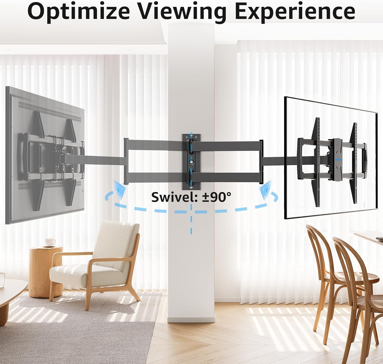 MOUNTUP MU0076 Long Arm TV Wall Mount Bundle MU2501 Flip Down Ceiling TV Mount with Remote