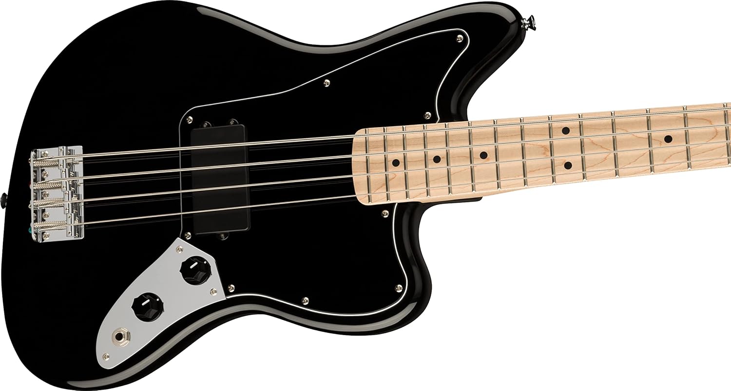 Fender Squier Affinity Jaguar Bass H - Black Bundle with Gig Bag, Tuner, Strap, and Austin Bazaar Instructional DVD