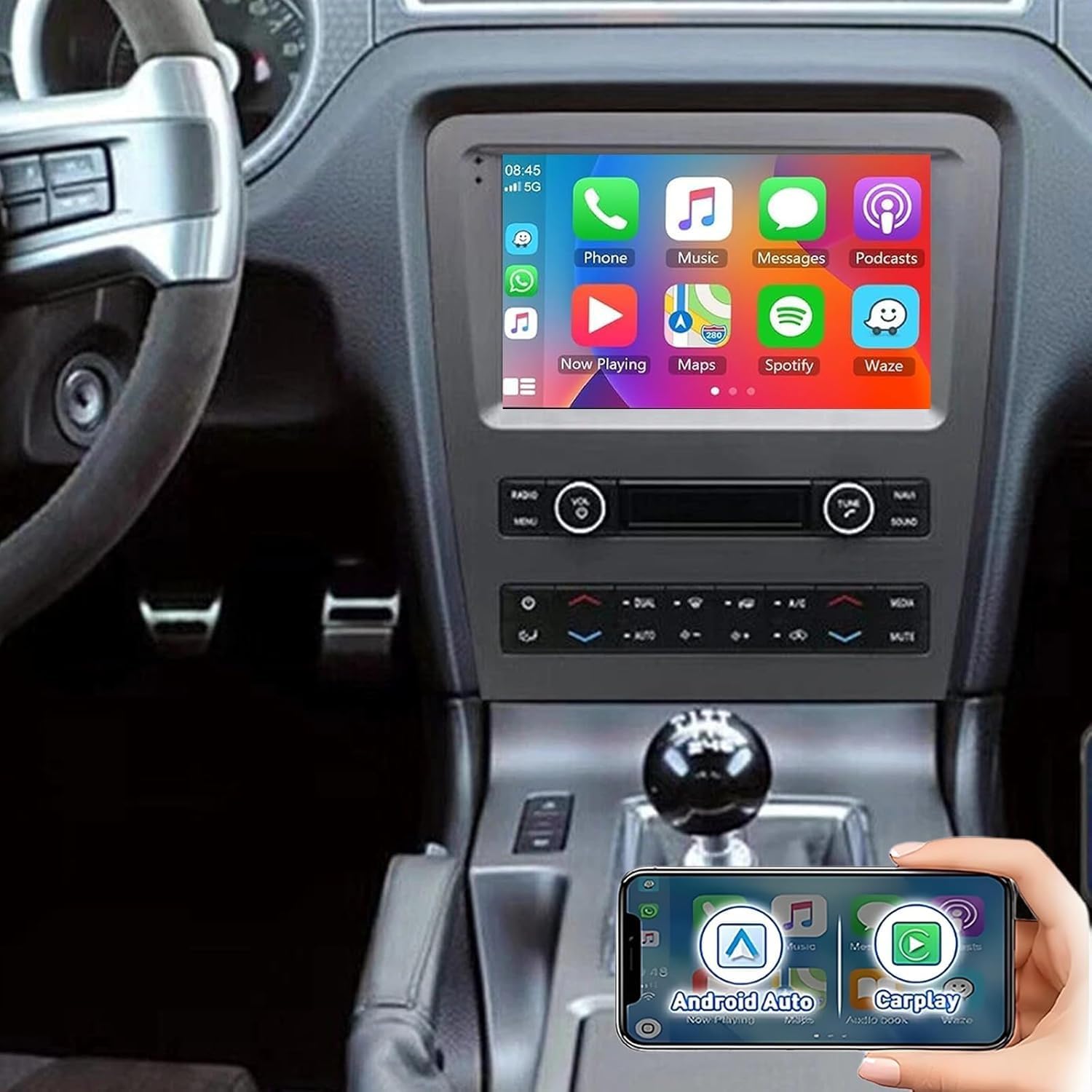 Double Din Car Stereo Radio Compatible for Mustang 2010-2014 with CarPlay Android Auto, 10