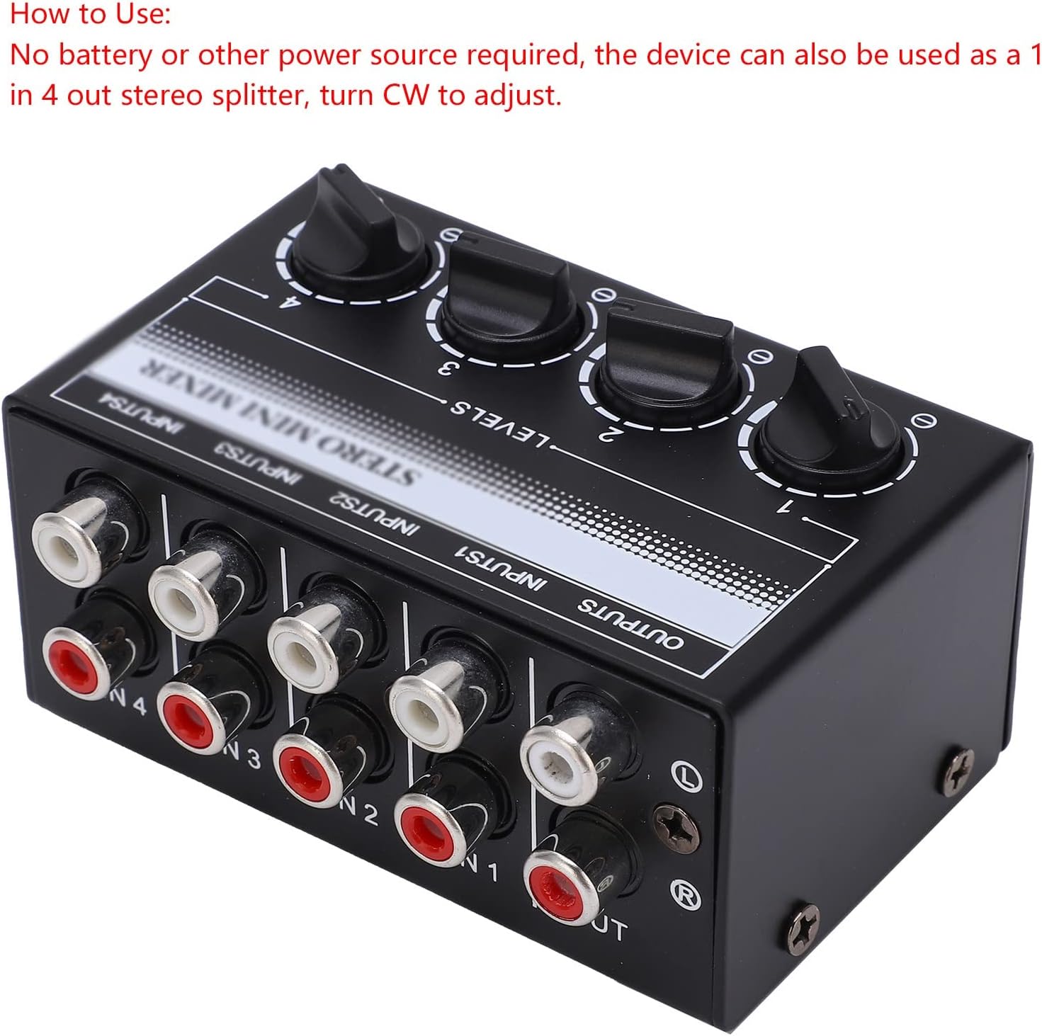 Zhong Stereo Mini Mixer Passive Audio Signal Controller 4 Channel Hub for Outdoor Performancemore Anti Interference Good Sound Quality, knvbn-555