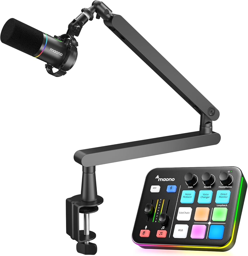 MAONO Podcast Equipment Bundle: Audio Interface and USB/XLR Dynamic Microphone-MaonoCaster G1 NEO+PD200XS Black+BA92