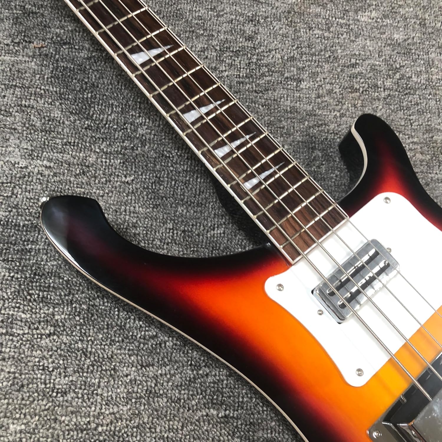 4-String Electric Bass Guitar - Sunset Burst Finish, White Pickguard - 22 Fret Alder Wood Construction