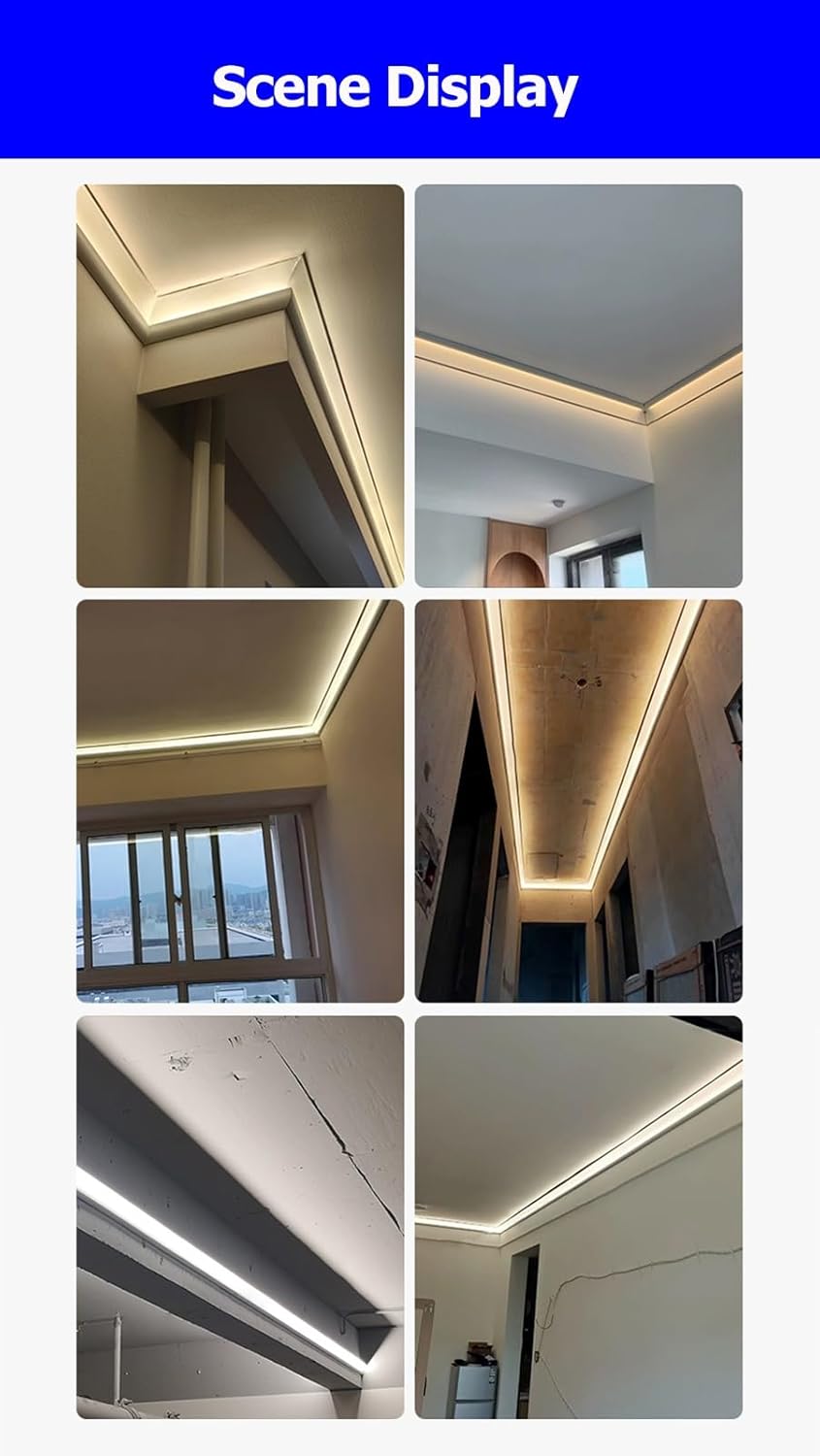 Aluminum Channel Baseboard Large Aluminum Channel Profile Skirtingboard Baseboard, Wall Mount LED Channel, Wall Mount LED Channel for Home Theater Kitchen Corridors Wall Corner Ceiling(6m)