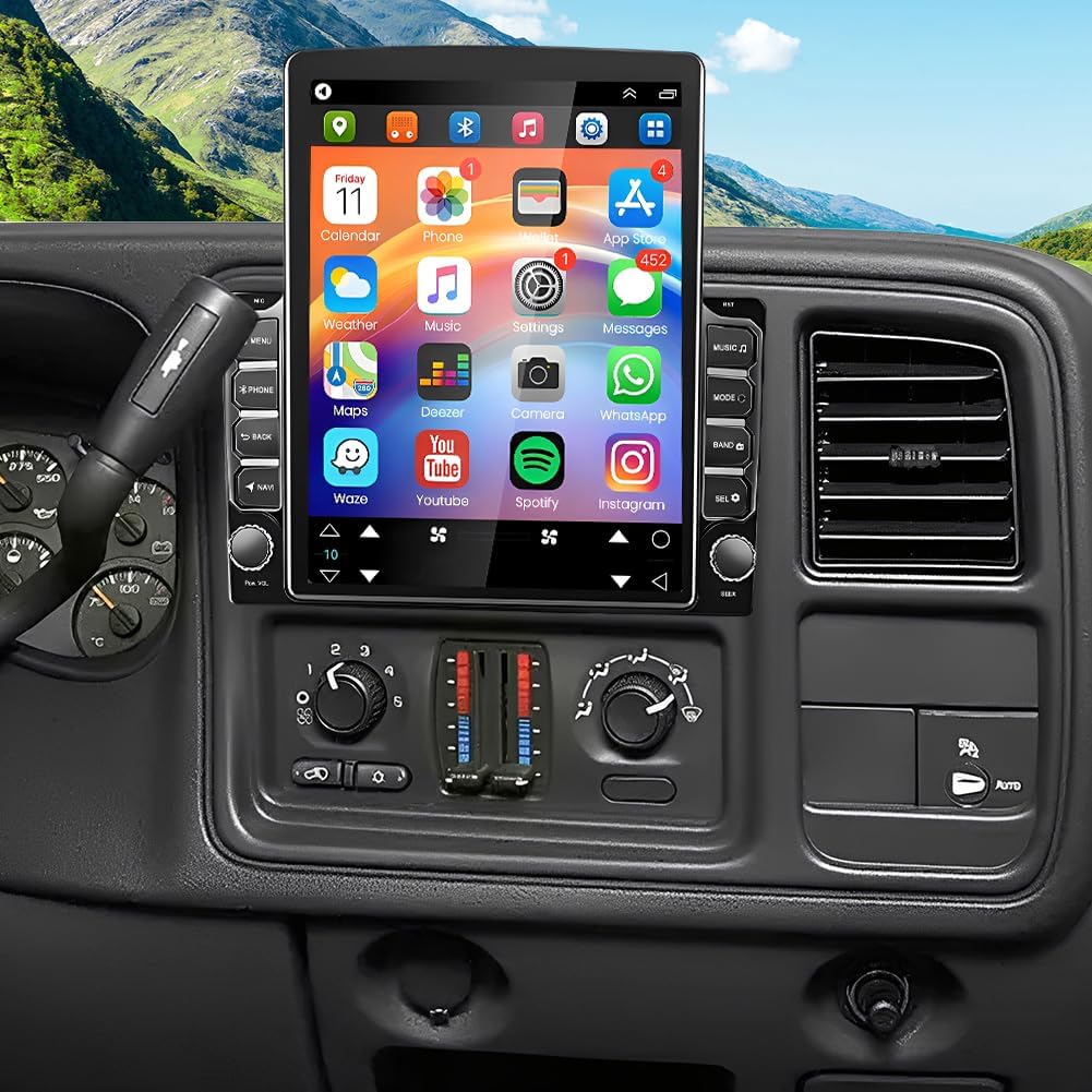 Double Din Car Stereo Radio for Chevy Silverado 1500 2003-2006 Android 9.7 inch Touch Screen Head Unit Car Stereo with Wireless Carplay Android Auto Support GPS Bluetooth WiFi FM RDS DSP Backup Camera