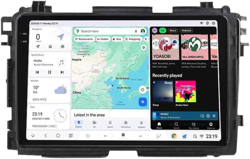 MekedeTech DUDU7 Android Car Stereo for Honda Vezel HR-V HRV 2013-2022,9.5 inch 2K Touchscreen,Wireless CarPlay & Android Auto,12GB RAM,256GB ROM,360°Camera Support