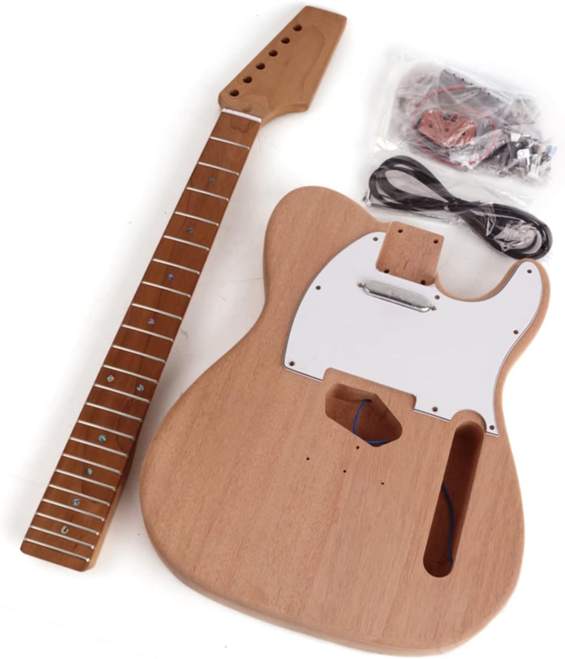 DIY Electric Guitar Kit Unfinished Maple Neck Fretboard Mahogany Body 22 Frets for Tele Electric Guitar Kit DIY (Color : 01)