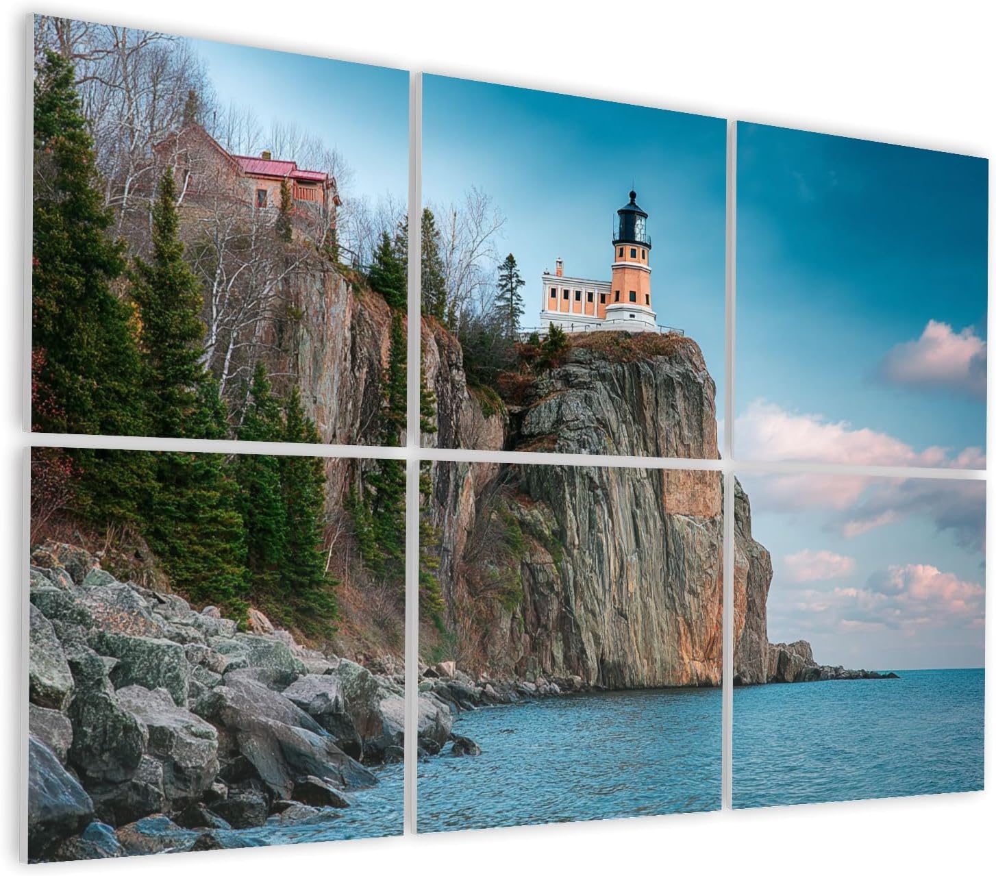 6 Pack Art Acoustic Panels Self Adhesive Beautiful Split Rock Lighthouse Decorative Soundproof Wall Panels Sound Absorbing Panel 48