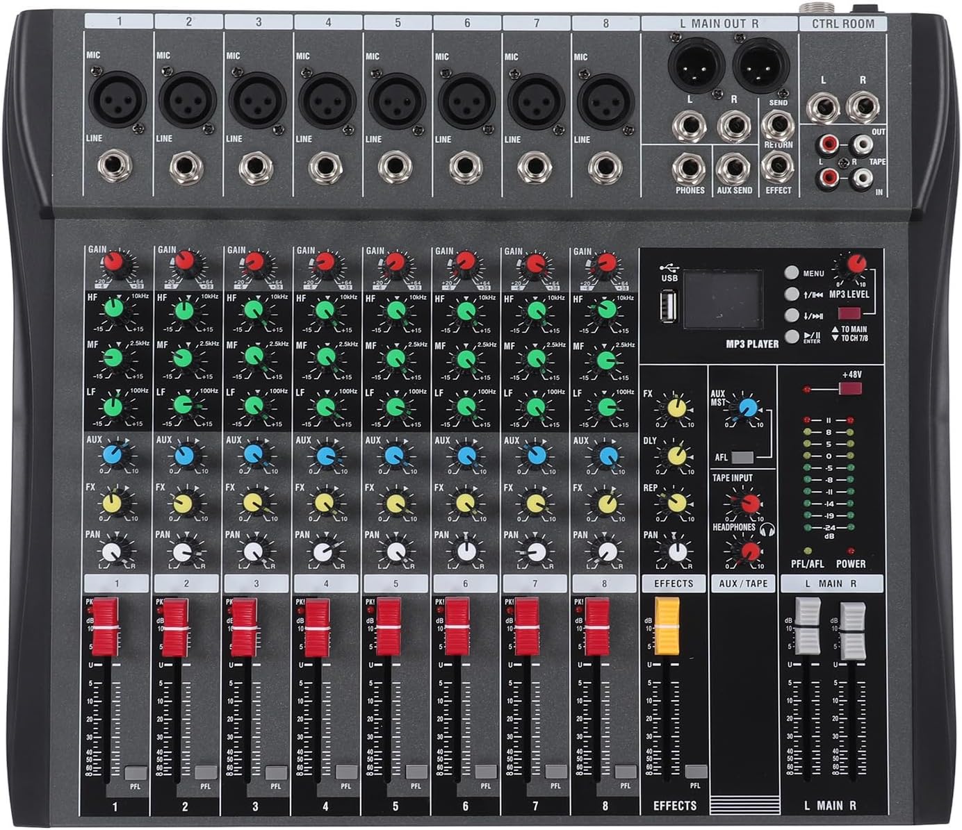 8 Channel Portable Audio 8 Channel Professional Sound Mixer, 8 Sound Mixer Detector Debugger Board with AC100‑240V