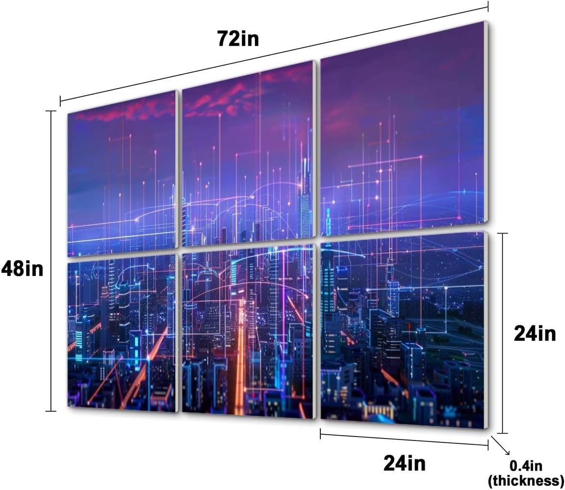 6 Pack Art Acoustic Panels connection Soundproof Wall Panels, 48
