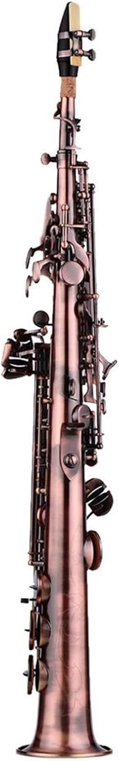 Straight Bb Treble Saxophone Sax Red Bronze Woodwind Instrument With Case Gloves Strap