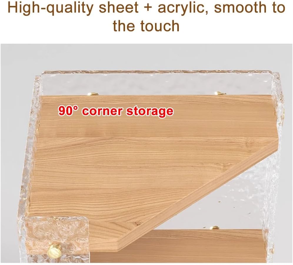 Wall Corner Bookshelf Multi Unit Organizer,Transparent Display Shelf Corner Shelves Freestanding Bookcase for Bedroom Modern Accent Cabinet Sundry Storage Shelves ()