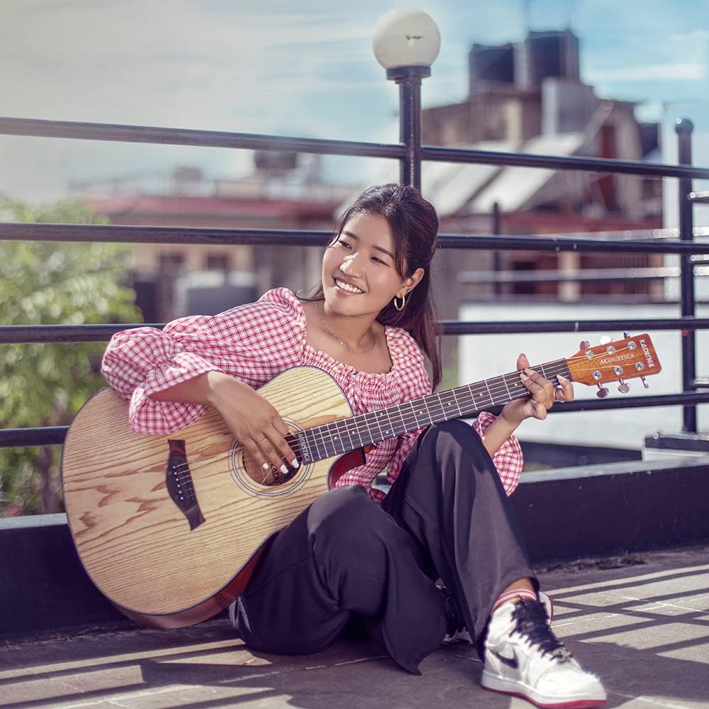 Kadence Acoustica Series Acoustic Electric Guitar - Electric Acoustic Guitar (Ash Wood) - Semi Acoustic Guitar with Pickup & Inbuilt Tuner - Electro Guitars for Beginners & Professionals