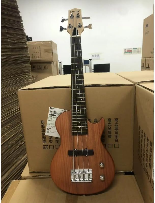 Mini 4-String Electric Bass Guitar 30-Inch Short Scale Compact Design – Lightweight Portable Travel Bass with Colorful Finish for Practice, Recording, Stage & Home Use (Clear)