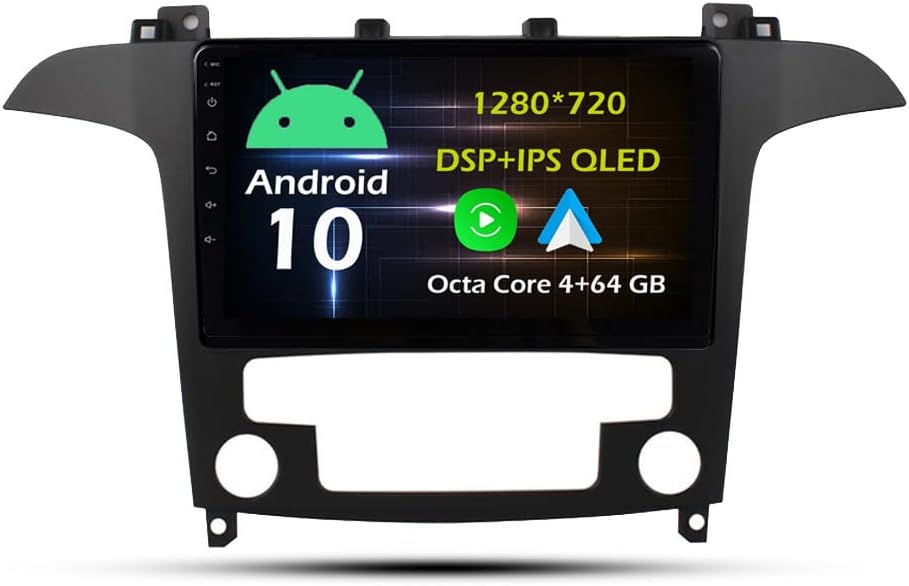 9'' Android Car Stereo Radio fits for Ford S-Max S Max 2007-2015 Octa Core Android 13 Touchscreen Headunit Supports GPS Navigation Carplay Android Auto Bluetooth DSP AHD Backup Camera-4+64