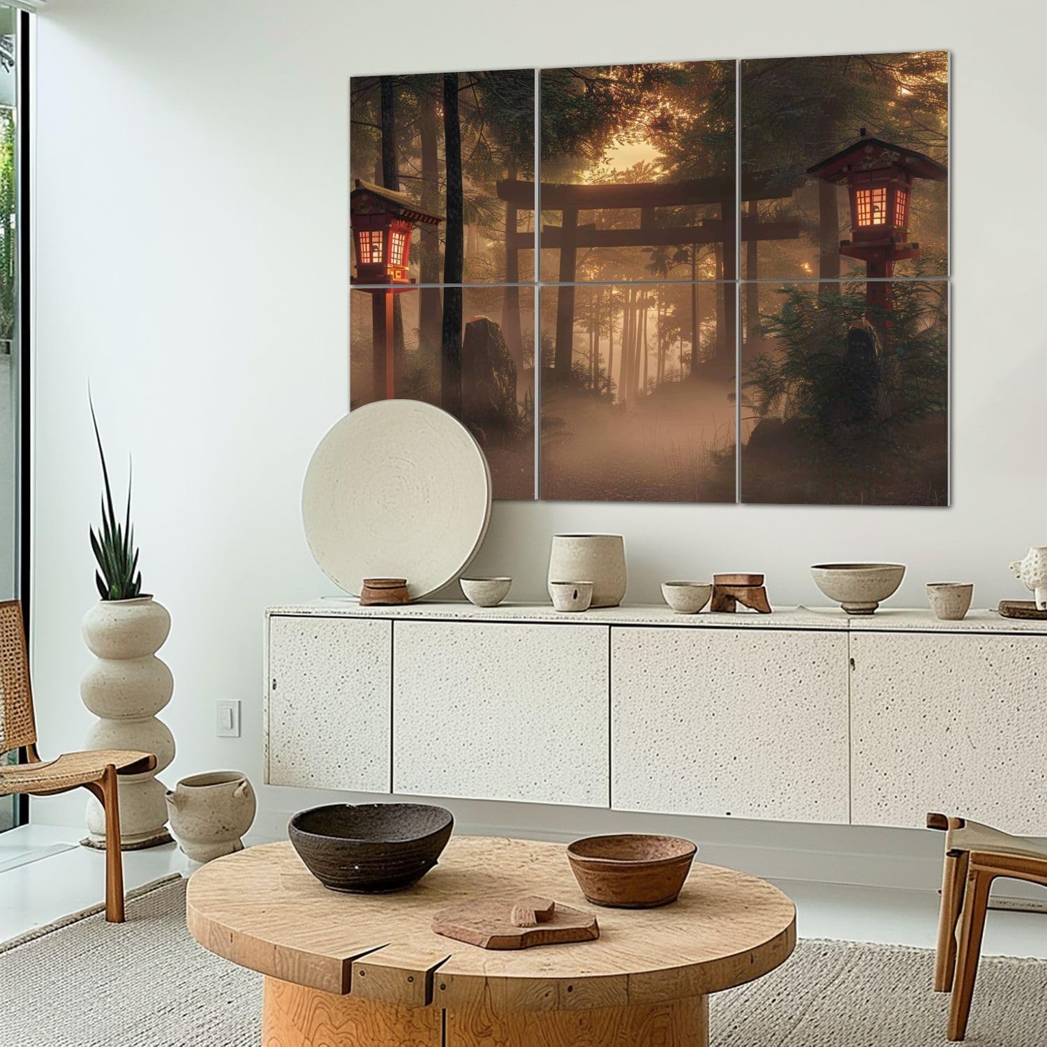 Art Acoustic Panels Self Adhesive 3d rendering an old japanese shrine gate stone 6 Packs Decorative Soundproof Wall Panels Large Sound Absorbing Panels for Home Office 48