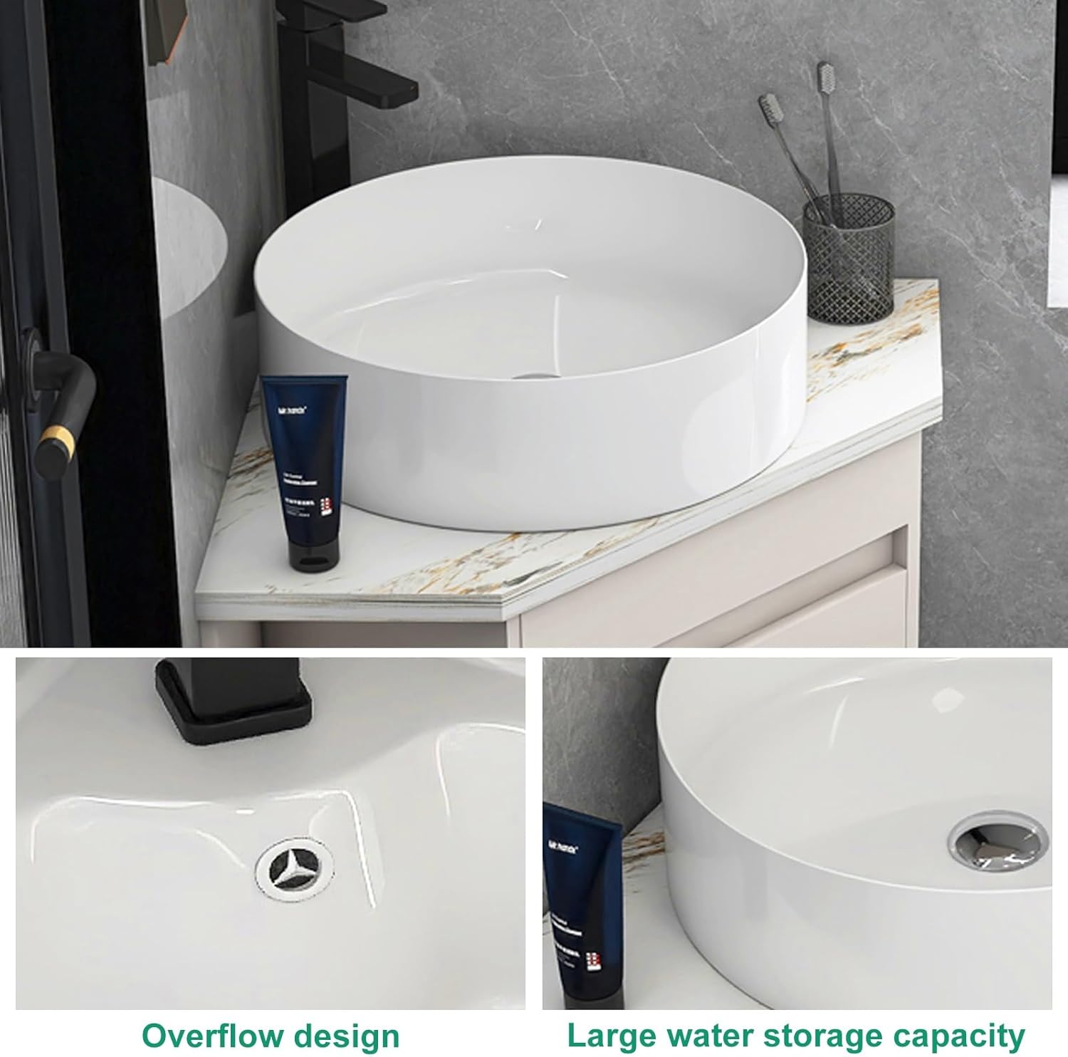 Corner Bathroom Vanity with Sink & Medicine cabinets, Wall Mount Corner Sinkwith PVC Cabinet, Pedestal Sink Set, Contain Hot and Cold Faucet, Drain, Console Sinks(56cm/22in)