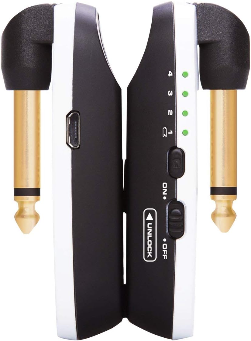 NUX B-2 Wireless Guitar System 2.4GHz Rechargeable 4 Channels Wireless Audio Transmitter Receiver (White)