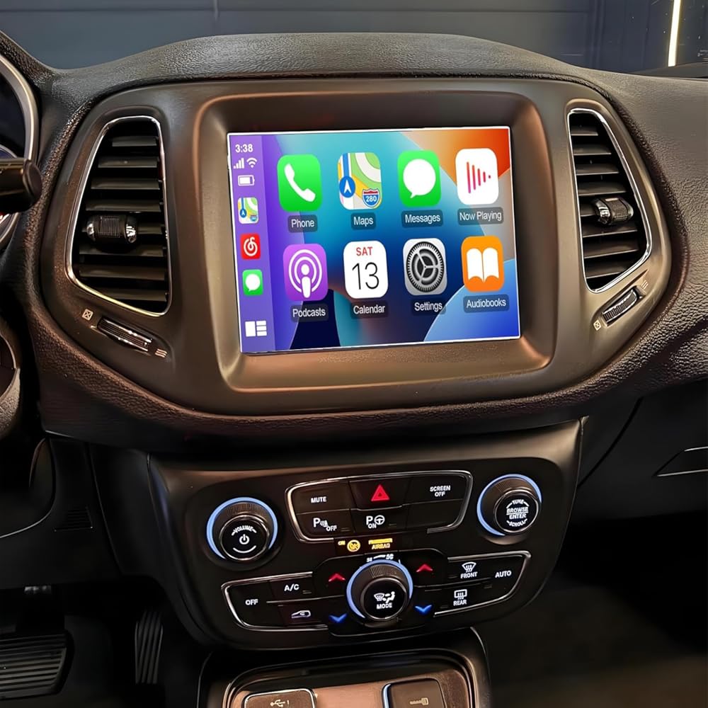 PHEZEN 8.4 inch Car Stereo Fit for Jeep Compass 2018-2011, Android 14 Double Din Car Radio with Carplay & Android Auto GPS Navigation BT Mirror Link WiFi Backup Camera 2+32G