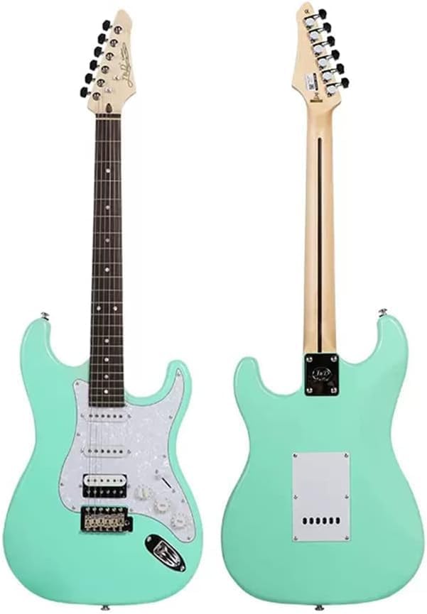 Electric Guitar, Body, Glossy Lacquer Finish, Modern C Neck Profile, Radius Fingerboard, Steel Pads with Bend (Size:41 inches,Color:Green)