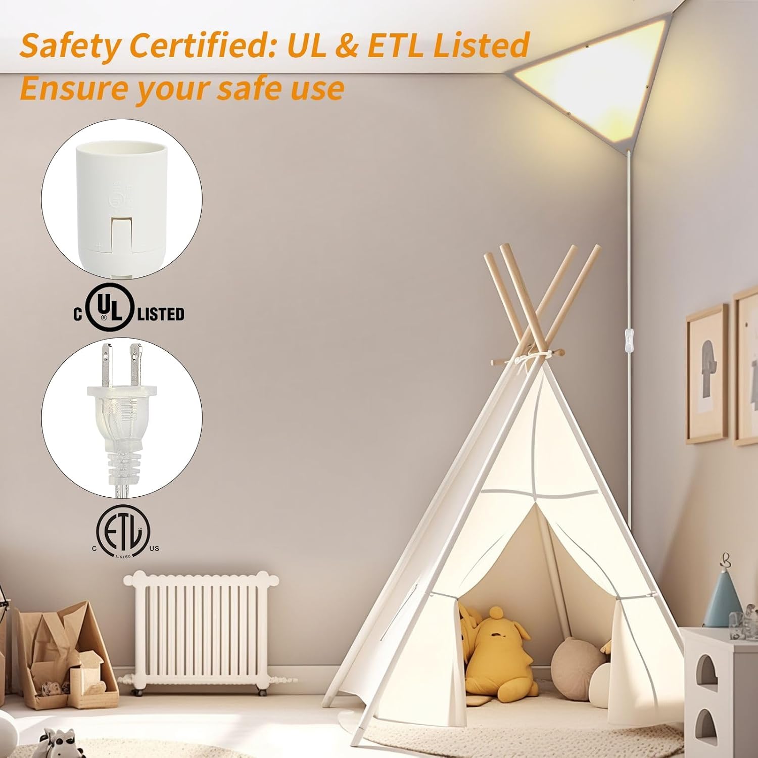 2 Pack Corner Light with 9W LED Bulb and Remote, 3 Color Temperature Corner Lamp, Dimmable Plug in Pendant Light with Acrylic Shade, Plug in Ceiling Light for Living Room, Bedroom